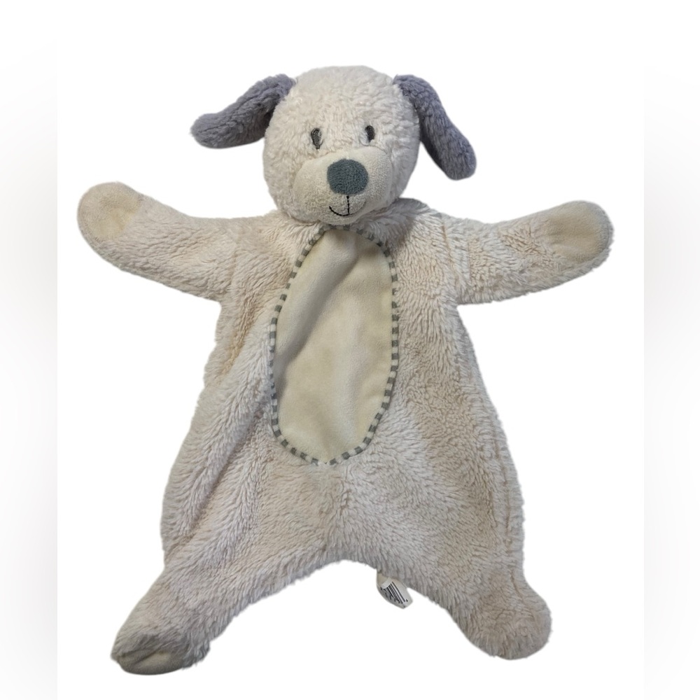 Kellytoy 2018 Puppy Dog Lovey Blanket Rattle 16” Plush Crinkle White Cream Gray